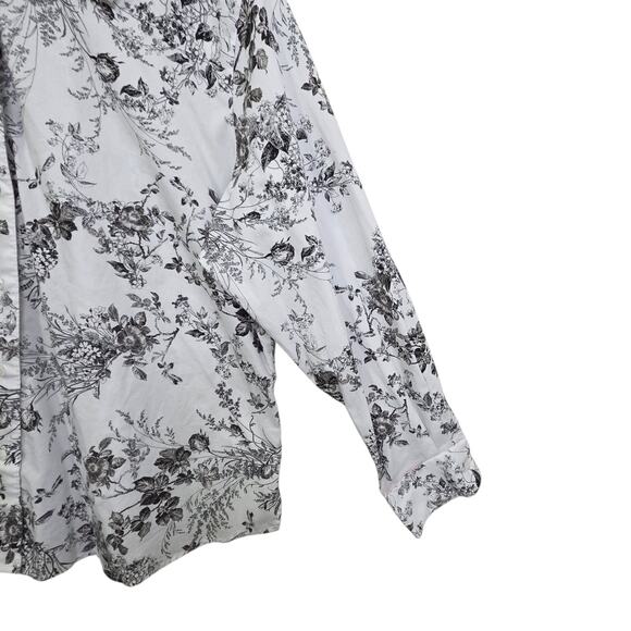 Foxcroft Wrinkle Free Fit Top Womens SZ 18W Floral Button Blouse Preppy Office - Picture 3 of 12